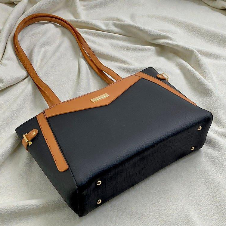 Verona Contrast Tote Bag - Black