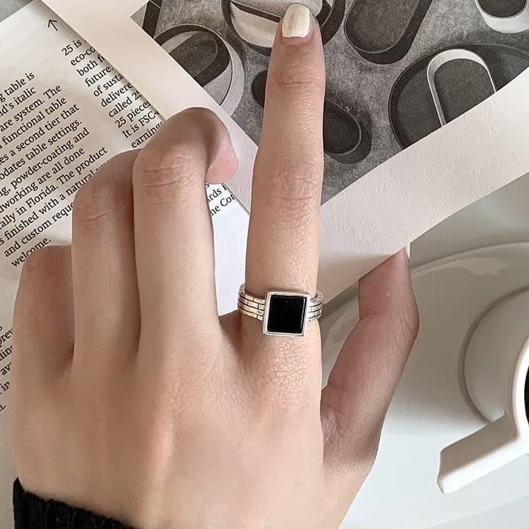 Painted Black Square Ring Adjustable