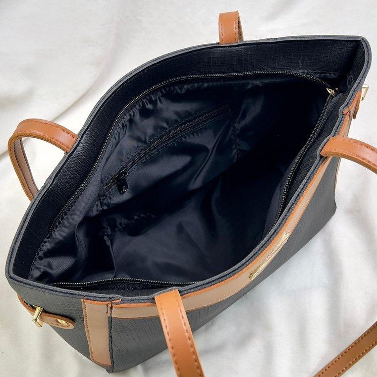 Verona Contrast Tote Bag - Black